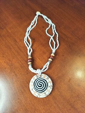 Boho Spiral Pendant Beaded Necklace